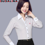 Dudalina Embroidery Female Shirts Lady 2017 New Fashion White Blouse Shirts Women Long Sleeve Tops Blusas feminina Roupas