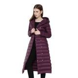 Duck Down Jacket Women Double-breasted Padded Coat Longer Plus Size Thin Slim Down Female Hooded Over Knee Jacket Down JacketXXL