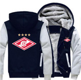 Dropshipping Spartak Moscow Logo Russian Premier League Men Jacket Zipper Sweatshirt Winter Warmth Fleece Thicken Hoodies Coat