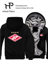 Dropshipping Spartak Moscow Logo Russian Premier League Men Jacket Zipper Sweatshirt Winter Warmth Fleece Thicken Hoodies Coat