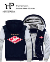 Dropshipping Spartak Moscow Logo Russian Premier League Men Jacket Zipper Sweatshirt Winter Warmth Fleece Thicken Hoodies Coat