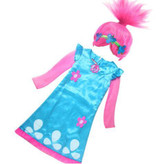 Dropshipping New Summer Carnival Costume Trolls Dress For Kids Poppy Lace Dress Baby Girls Troll clothes Children Party Dress