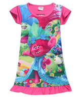 Dropshipping New Summer Carnival Costume Trolls Dress For Kids Poppy Lace Dress Baby Girls Troll clothes Children Party Dress