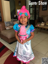 Dropshipping New Summer Carnival Costume Trolls Dress For Kids Poppy Lace Dress Baby Girls Troll clothes Children Party Dress