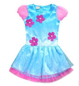 Dropshipping New Summer Carnival Costume Trolls Dress For Kids Poppy Lace Dress Baby Girls Troll clothes Children Party Dress