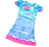Dropshipping New Summer Carnival Costume Trolls Dress For Kids Poppy Lace Dress Baby Girls Troll clothes Children Party Dress
