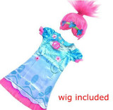 Dropshipping New Summer Carnival Costume Trolls Dress For Kids Poppy Lace Dress Baby Girls Troll clothes Children Party Dress