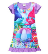 Dropshipping New Summer Carnival Costume Trolls Dress For Kids Poppy Lace Dress Baby Girls Troll clothes Children Party Dress
