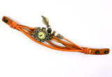 Dropship Hcandice Hot Selling Womens Bracelet Vintage Weave Wrap Quartz Leather Leaf Beads Wrist Watches Gift 1pcs Dec 9