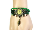 Dropship Hcandice Hot Selling Womens Bracelet Vintage Weave Wrap Quartz Leather Leaf Beads Wrist Watches Gift 1pcs Dec 9