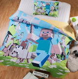 dropship best gift  !4 styles Eat Sleep Cartoon MineCraft bedding Duvet Cover+Pillow Cover Bedding  Mining Game myword