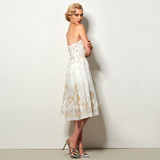 Dressv ivory flowers lace cocktail dress strapless knee length a line sleeveless short homecoming dress cocktail party dress