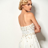 Dressv ivory flowers lace cocktail dress strapless knee length a line sleeveless short homecoming dress cocktail party dress