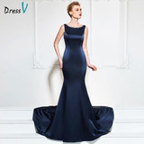 Dressv dark navy 2017 evening dress sexy sleeves mermaid sweep train beading wedding party formal dress trumpet evening dresses Dressv dark navy 2017 evening dress sexy sleeves mermaid sweep train beading wedding party formal dress trumpet evening dresses