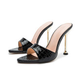 Snake Print High Heel Mules