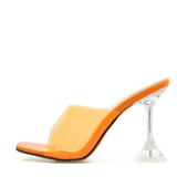 Jelly Open Toe Slipper High Heels Women (Transparent)