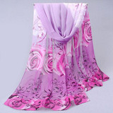 2017 Amazing Collocation scarf Women Beautiful Rose Pattern Chiffon Shawl Wrap Wraps Scarf Scarves foulard femme #YL
