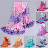2017 Amazing Collocation scarf Women Beautiful Rose Pattern Chiffon Shawl Wrap Wraps Scarf Scarves foulard femme #YL