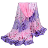 2017 Amazing Collocation scarf Women Beautiful Rose Pattern Chiffon Shawl Wrap Wraps Scarf Scarves foulard femme #YL