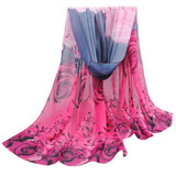 2017 Amazing Collocation scarf Women Beautiful Rose Pattern Chiffon Shawl Wrap Wraps Scarf Scarves foulard femme #YL