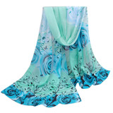 2017 Amazing Collocation scarf Women Beautiful Rose Pattern Chiffon Shawl Wrap Wraps Scarf Scarves foulard femme #YL