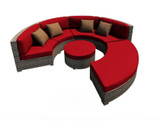 2017 All Weather 4 Piece Modern Patio Sectional Round Rattan Sofa Set