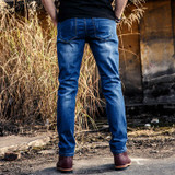 2017 AKing ACE New Arrival Men's Jeans Slim straight Blue denim jeans men casual ripped jean fashion pants 28-36, ZA253