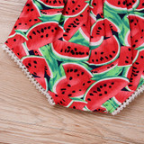 2017 Adorable Newborn Baby Girls Romper Watermelon Clothes Ruffled Jumpsuit +Headband 2PCS Outfits Sunsuit