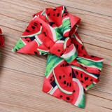 2017 Adorable Newborn Baby Girls Romper Watermelon Clothes Ruffled Jumpsuit +Headband 2PCS Outfits Sunsuit