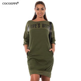 2017 5xl 6xl Letter Print New Women Dresses Large Size Winter Warm Dress Plus Size women Clothing Casual Elegant Blue vestidos