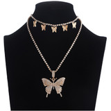 Layered Butterfly Necklace Chain Set Luxury Rhinestones Choker/Necklace