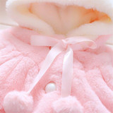 2017 0-2 YRS Baby Girl Jackets Girls Outerwear White and Pink Coats Winter Kids Jacket Garment Lovely Bow Coat Baby Girl Clothes