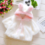 2017 0-2 YRS Baby Girl Jackets Girls Outerwear White and Pink Coats Winter Kids Jacket Garment Lovely Bow Coat Baby Girl Clothes