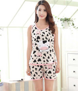 2017 - Women's Totoro pattern cotton material vest suit Summer Pajamas Sleeveless Sleepwear Women