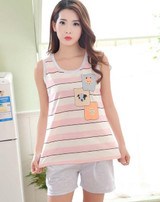 2017 - Women's Totoro pattern cotton material vest suit Summer Pajamas Sleeveless Sleepwear Women