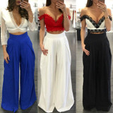 2017  New Summer Women Casual Harem Pants High Waist Wide Leg Loose Pants Female Chiffon Long Bloomers Trousers  YZ#1626-2