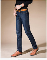 2017  Men's Straight  Elastic Waist Skinny Jeans Mid Waist  Men's  Slim Fit Jean Homme Casual Pants 28-42 Size