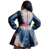 2017  African Print Black Dress Hot Women African Print Black Dress Long Sleeve Autumn Winter Dashiki Dresses For Women Clothing
