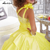2016 Yellow Flower Girls Dresses Off the Shoulder Floor Length Girls Pageant Gowns Vestidos Longo Little Girls Pageant Dress