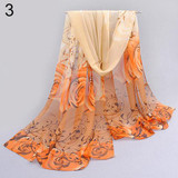 2016 Women's Fashion Rose Flower Printed Long Chiffon Shawl Turban Arabic Scarf
