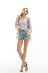 2016 Womens Summer Blouse Sexy Floral Shirt Loose Kimono Cardigan Casual Jacket Tops