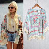 2016 Womens Summer Blouse Sexy Floral Shirt Loose Kimono Cardigan Casual Jacket Tops