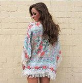 2016 Womens Summer Blouse Sexy Floral Shirt Loose Kimono Cardigan Casual Jacket Tops