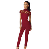 2016 Womens Choker High Neck Caged Sleeve Playsuits Long Rompers Women Jumpsuits  Summer women's bodysuits #25