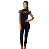 2016 Womens Choker High Neck Caged Sleeve Playsuits Long Rompers Women Jumpsuits  Summer women's bodysuits #25