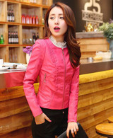 2016 Women's xxxl Motorcycle PU Leather Jacket Plus Size Female Zipper Outerwear jacket coat