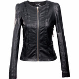 2016 Women's xxxl Motorcycle PU Leather Jacket Plus Size Female Zipper Outerwear jacket coat