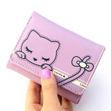 New Cute Prints Cat wallets,Lady Short purse,Female Hasp 3 fold wallet Women purse coin zipper money BAG card holder