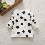 New Cute Kid Girls Clothing Polka Dot Tops T-Shirt Cotton Long Sleeve Tees