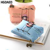New Cute Cartoon Zipper Case Coin Purse female Girl Printing Coins Change Child Purse Makeup Bag Clutch Wallet Key Bags